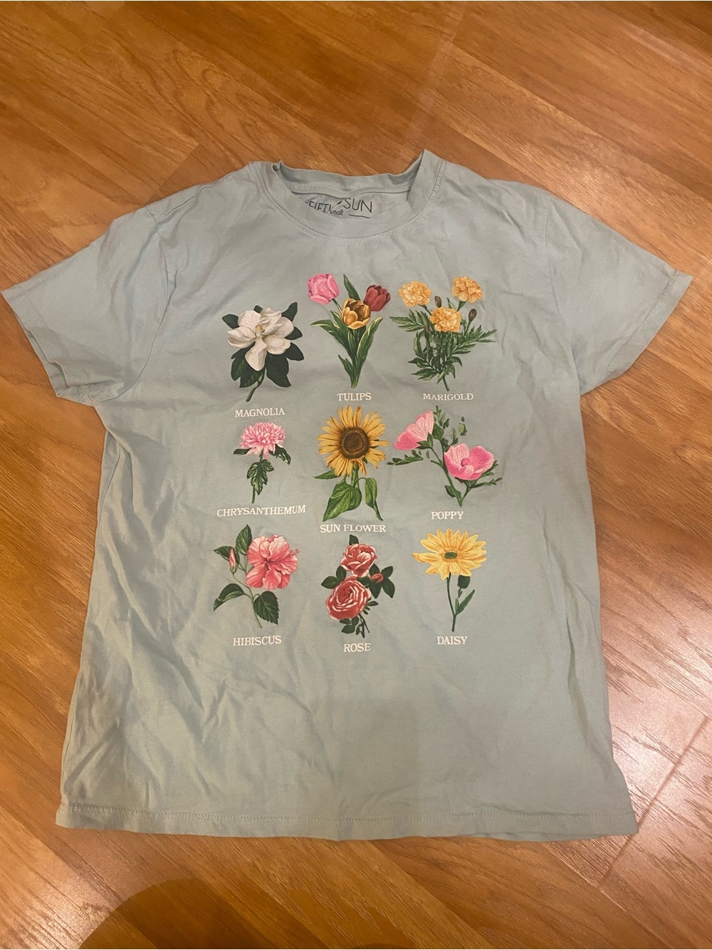 Fifth Sun Light Blue Floral Garden Tee